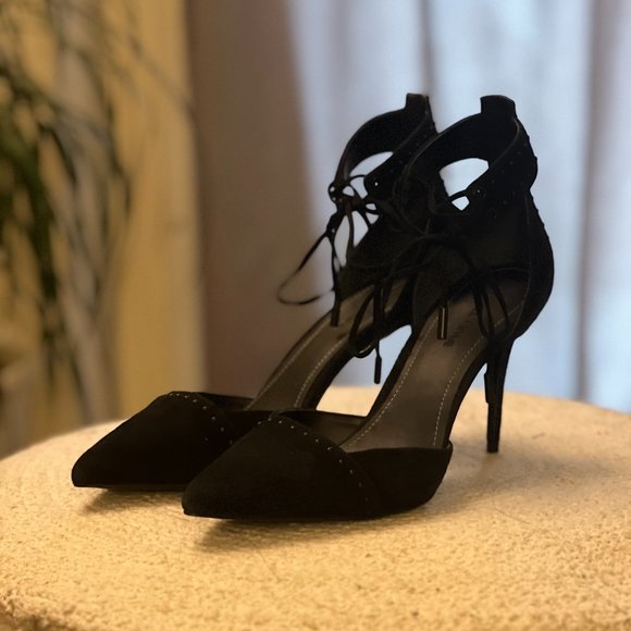 sz 7 Kendall + Kylie ankle strap black suede pumps - Picture 2 of 10